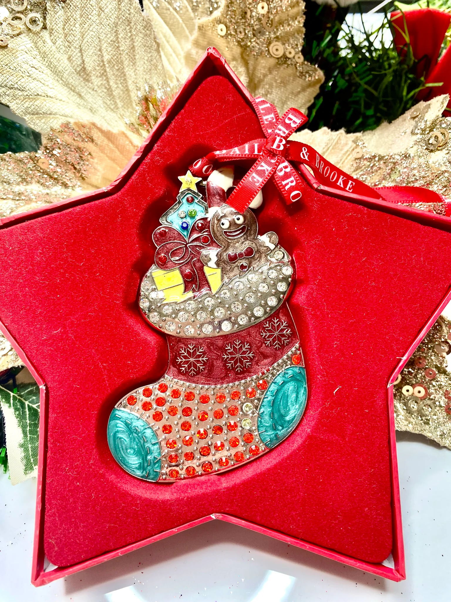 Baby’s First Christmas Crystal Bootie Hanging Decoration
