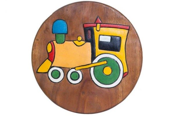 Kids Wooden Stool Train Children Chair Toddler Step Stool - Image 2