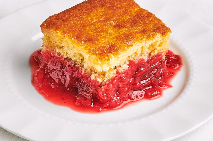 Strawberry-Rhubarb Pudding Cake