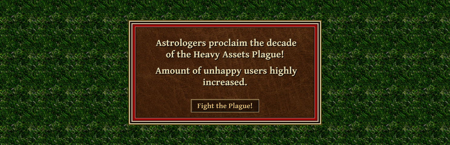 Uploadcare advert: Astrologers proclaim the decade of the Heavy Assets Plague! Amount of unhappy users highly increased.