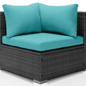 NICESOUL Modern Luxury All-Weather PE Wicker Modular Corner Sofa, Outdoor Patio Furniture Sofa Piece Grey Rattan Sectional Conversation Set for Backyard Terrace Deck Garden Sunroom, 2 Color Cushion