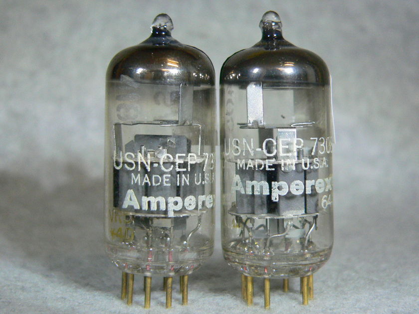 Amperex 7308 USN-CEP PQ Matched Pair, Test NOS, Made in USA, Gold Pin 1964 Very Low Noise