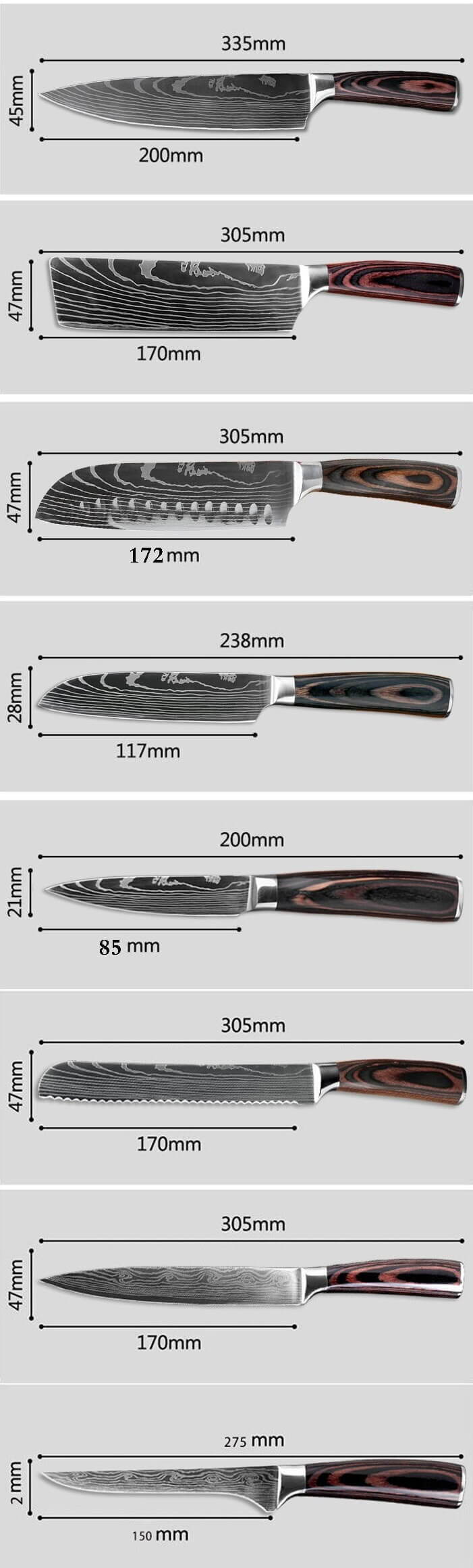 SEIDO™ Japanese Chef Knife Set, 5-Piece Culinary Kitchen Knives ...