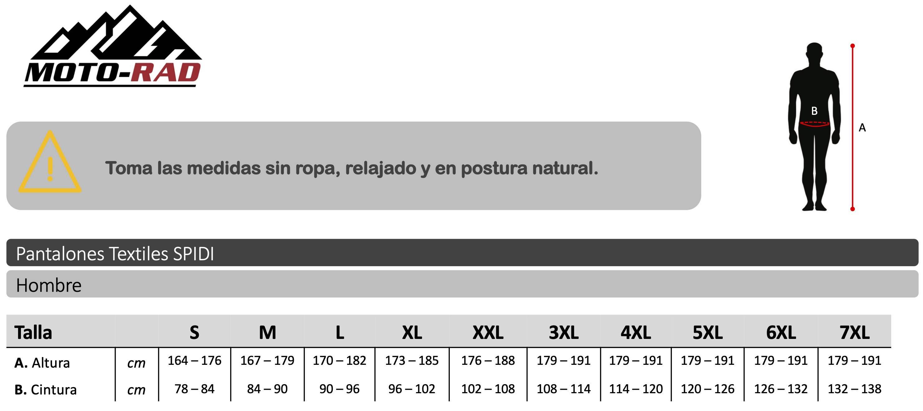 Guia de Tallas Pantalones SPIDI