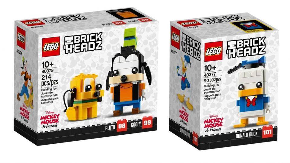 lego Pluto, the Goofy, and Donald Duck Brickheadz