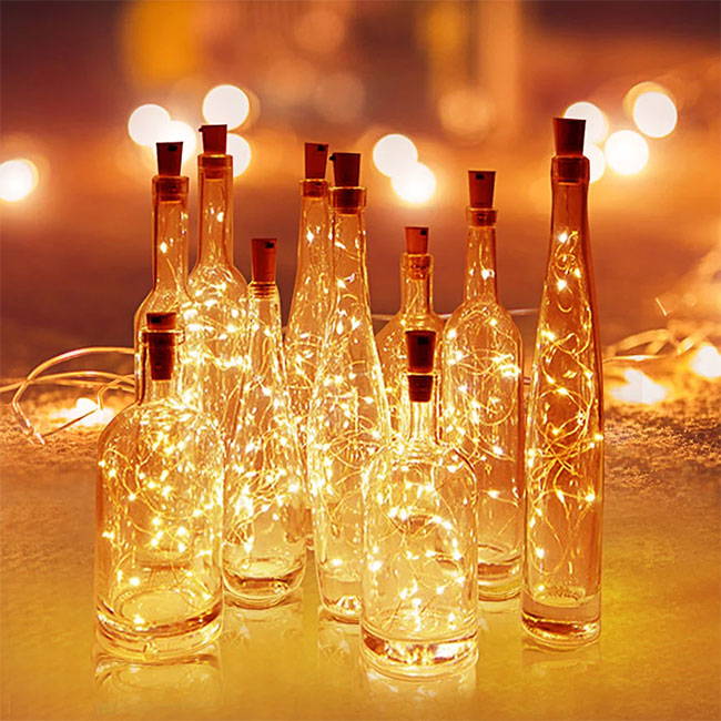 Wine bottle fairy lights - Wine bottle string lights for home, bedroom decoration. Christmas wine bottle fairy lights.