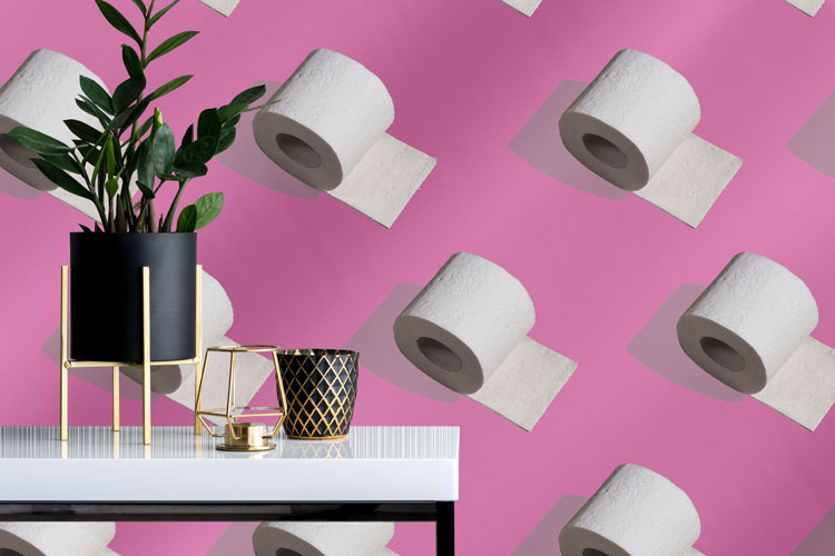 pink funky toilet paper wallpaper hero image