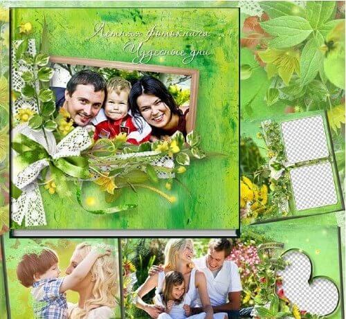 Летняя фотокнига в PSD для Фотошоп - чудесные дни