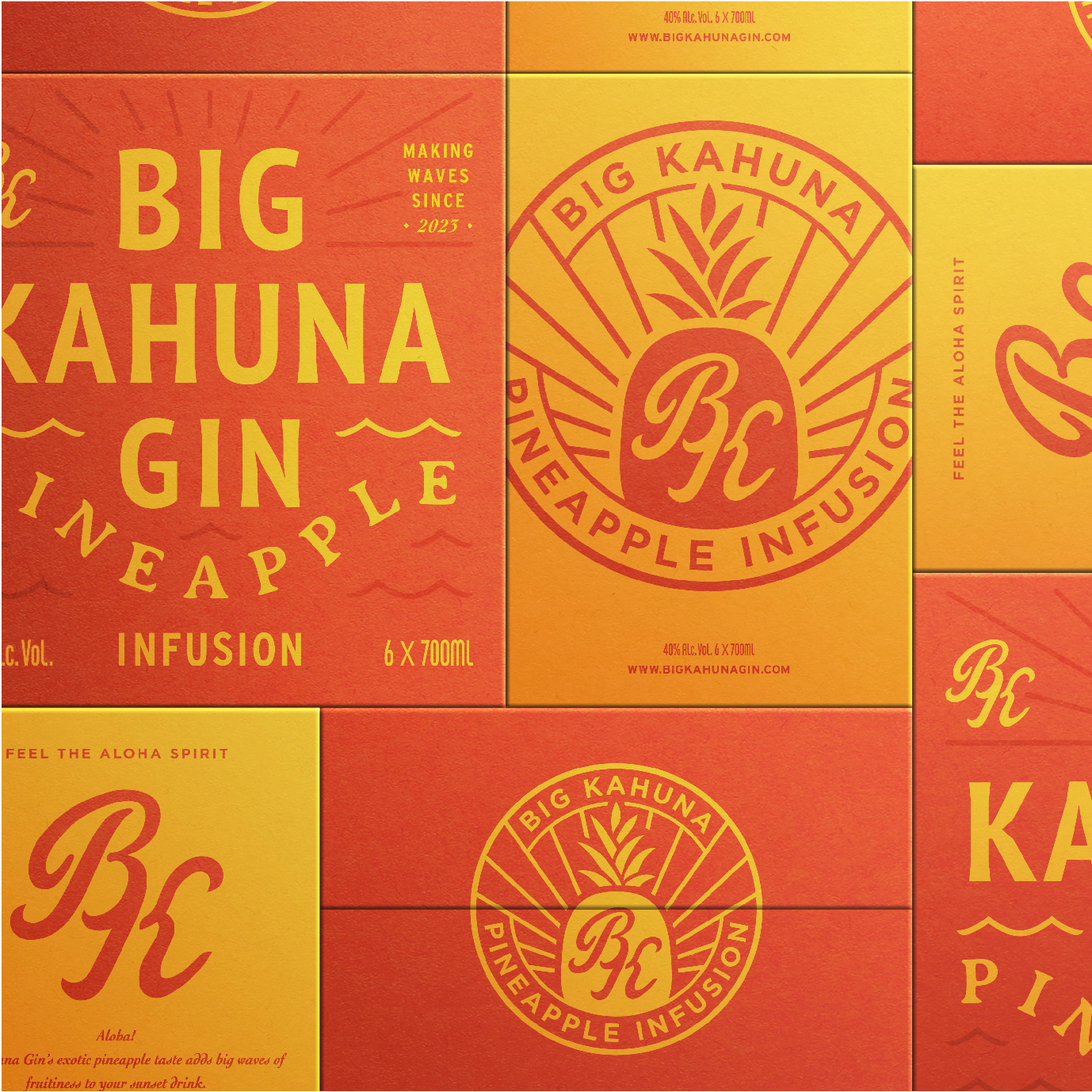Leaning Into The Pineapple With Packaging & Gin Big Branding - Kahuna | Dieline Inspiration Flavor Design