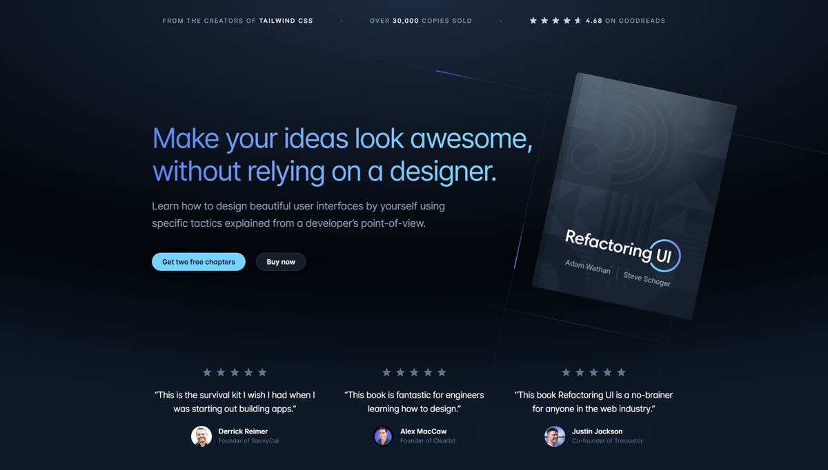 Screenshot of Refactoring UI, from the book websites collection.