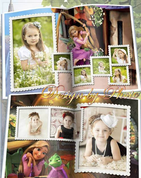 Детская фотокнига с героями мультфильма Рапунцель