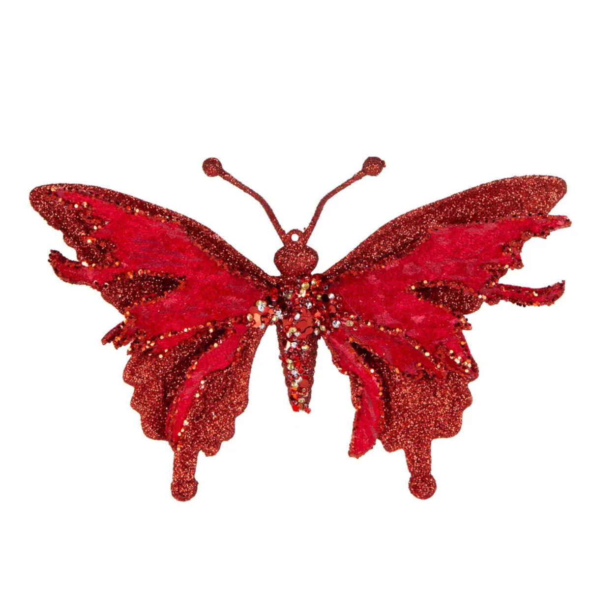 Florabelle Hera Velvet Glitter Butterfly Clip Red 18cm | Minimax