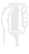 grey logo with a hand holding a can of beer