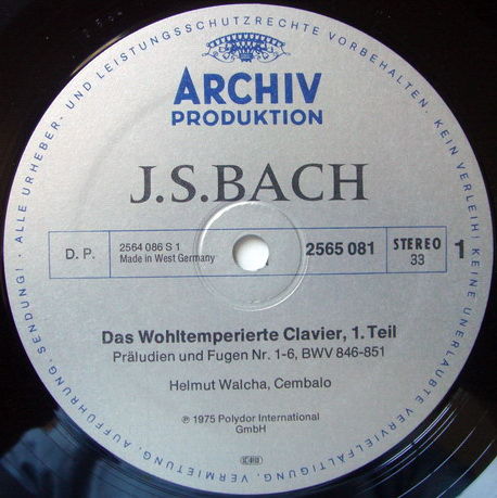 Archiv / HELMUTH WALCHA, - Bach The Well-Tempered Clavi...