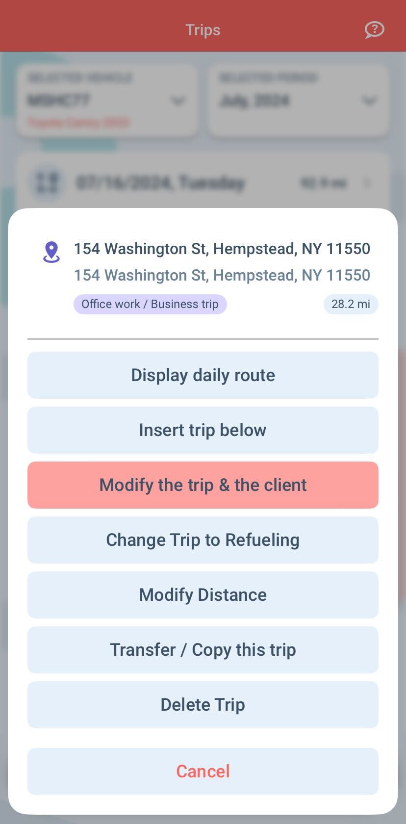 trip modification
