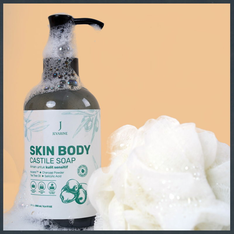 Jevarine skin body castile Soap 10kali lebih cepat meredakan jerawat badan, kulit panu dan eksim.