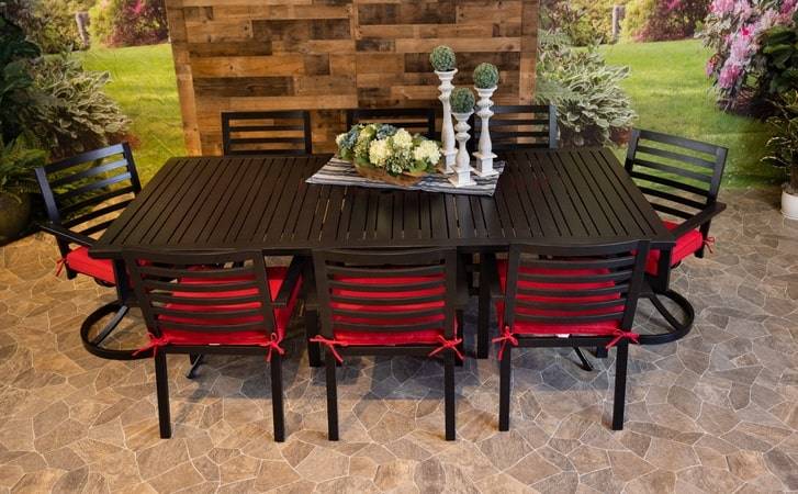Glen Lake Home and Patio Stone Harbor Aluminum Outdoor Patio Dining Collection with Sunbrella Cushions