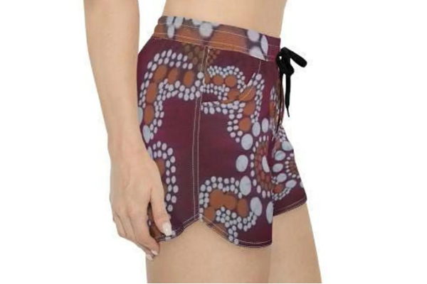 Aboriginal Dot Art Floral Women's Shorts | Boho Tribal Pattern Swim - Image 3