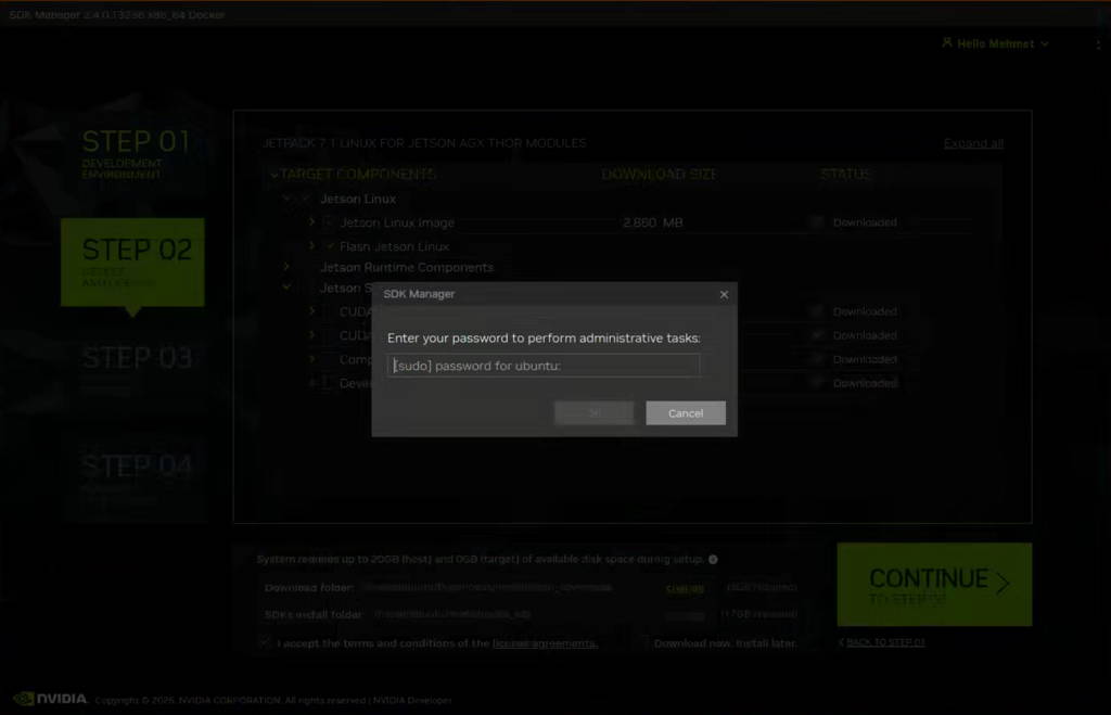SDK Manager step-2 password