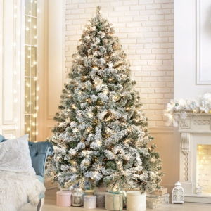 The Holiday Aisle® Pre-lit Flocked Artificial Christmas Tree & Reviews | Wayfair