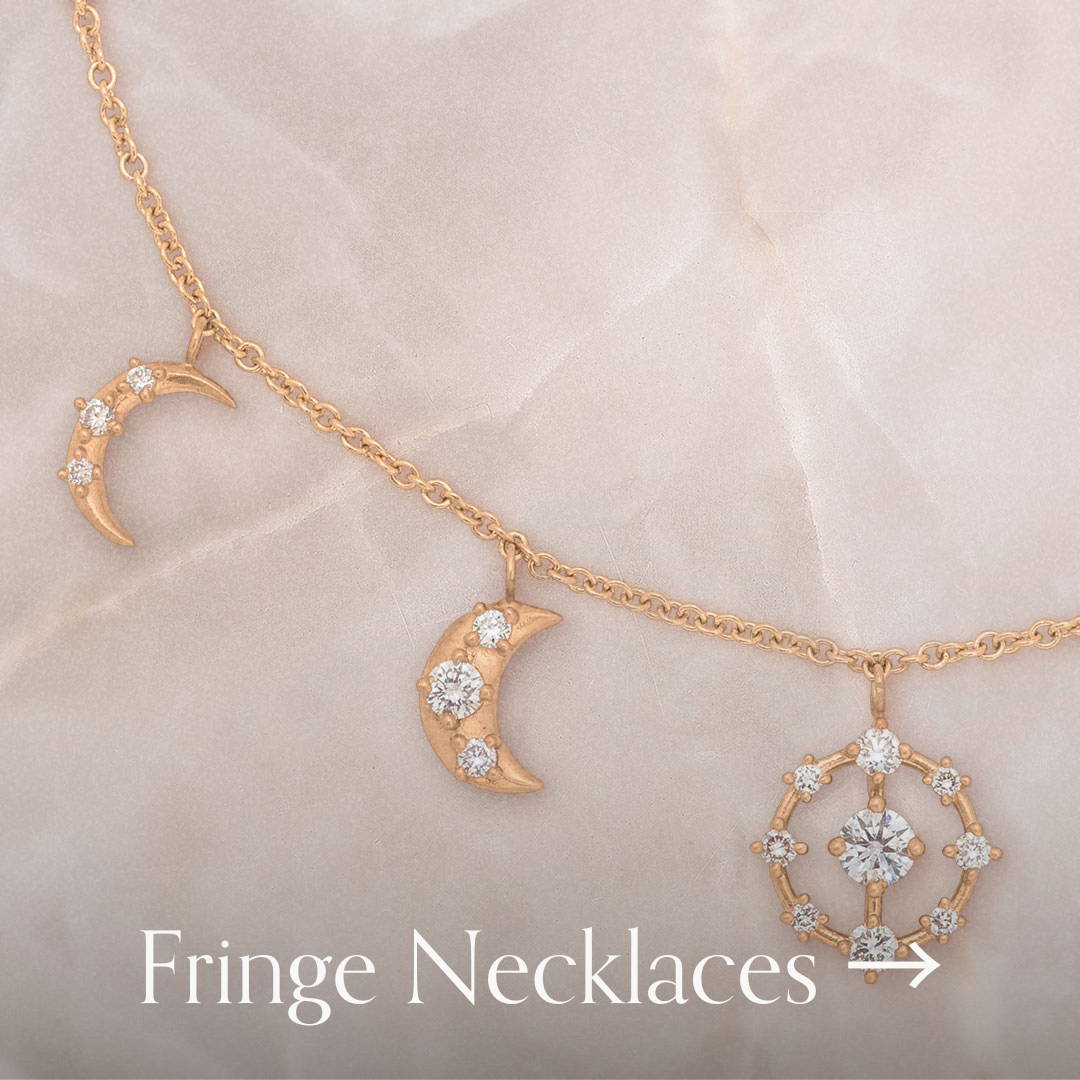 fringe charm necklaces in 14k gold gemstones and diamonds