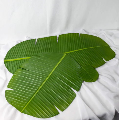 Banana Leaf Table Runner - Realistic Artificial Flowers and Greenery - Image 3