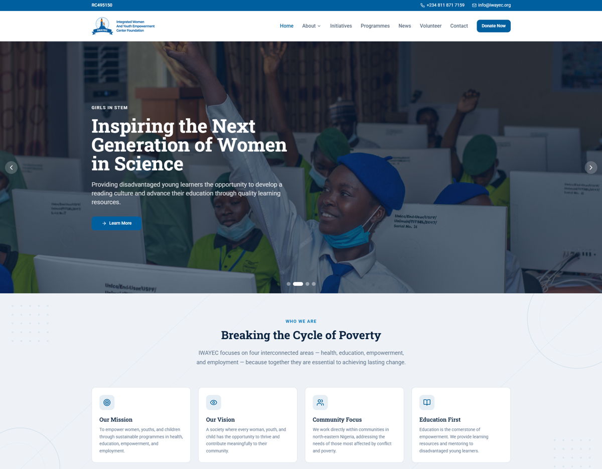Screenshot of IWAYEC, from the lovable websites collection.