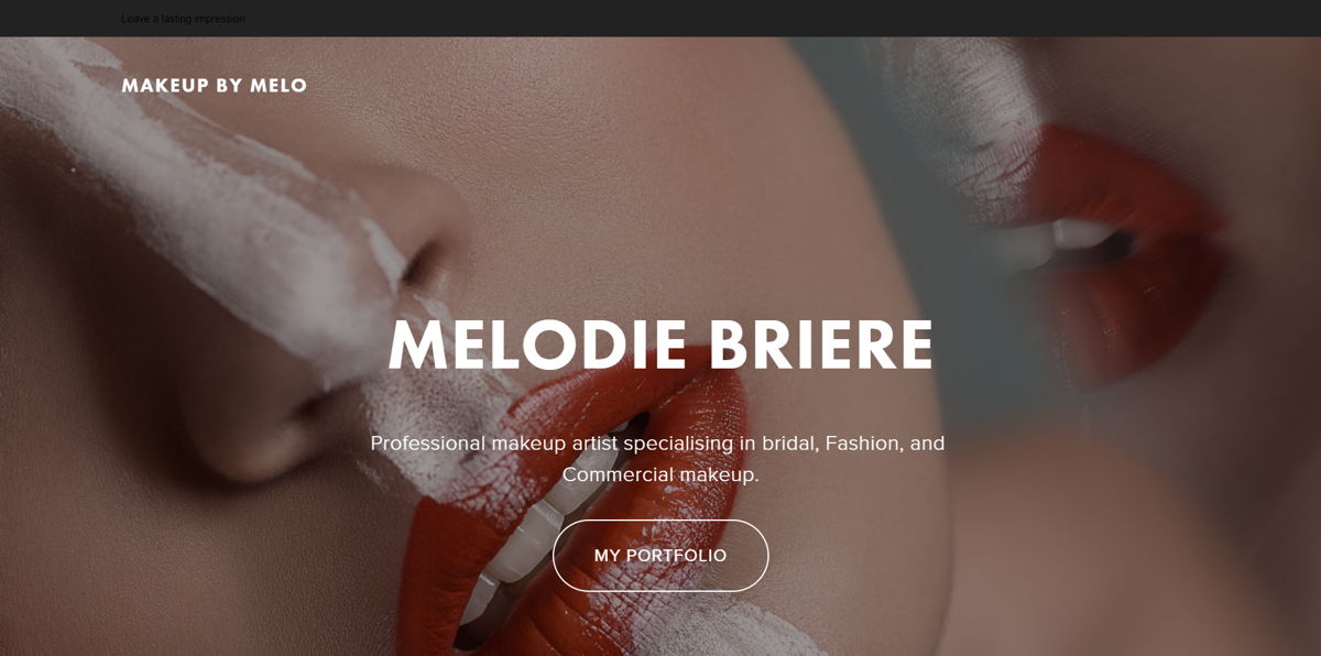 Screenshot of Makeup by Melo, from the makeup artist websites collection.