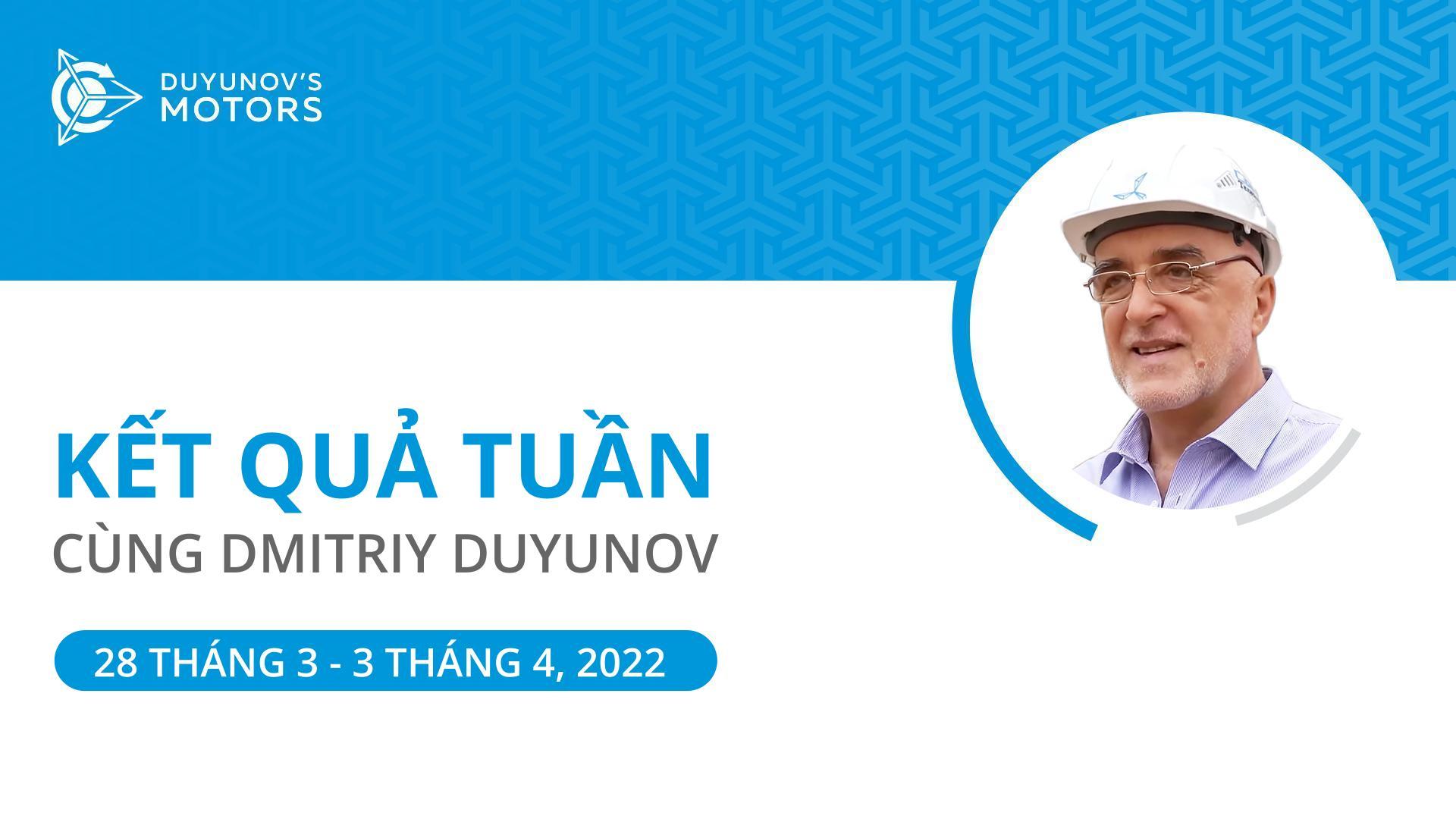 Kết quả tuần trong dự án "Động cơ của Duyunov"