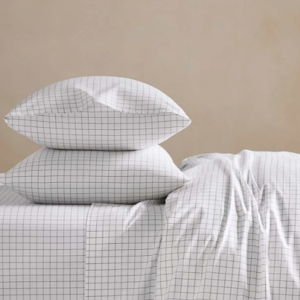 Classic Percale Core Sheet Set, Slate Mini Windowpane