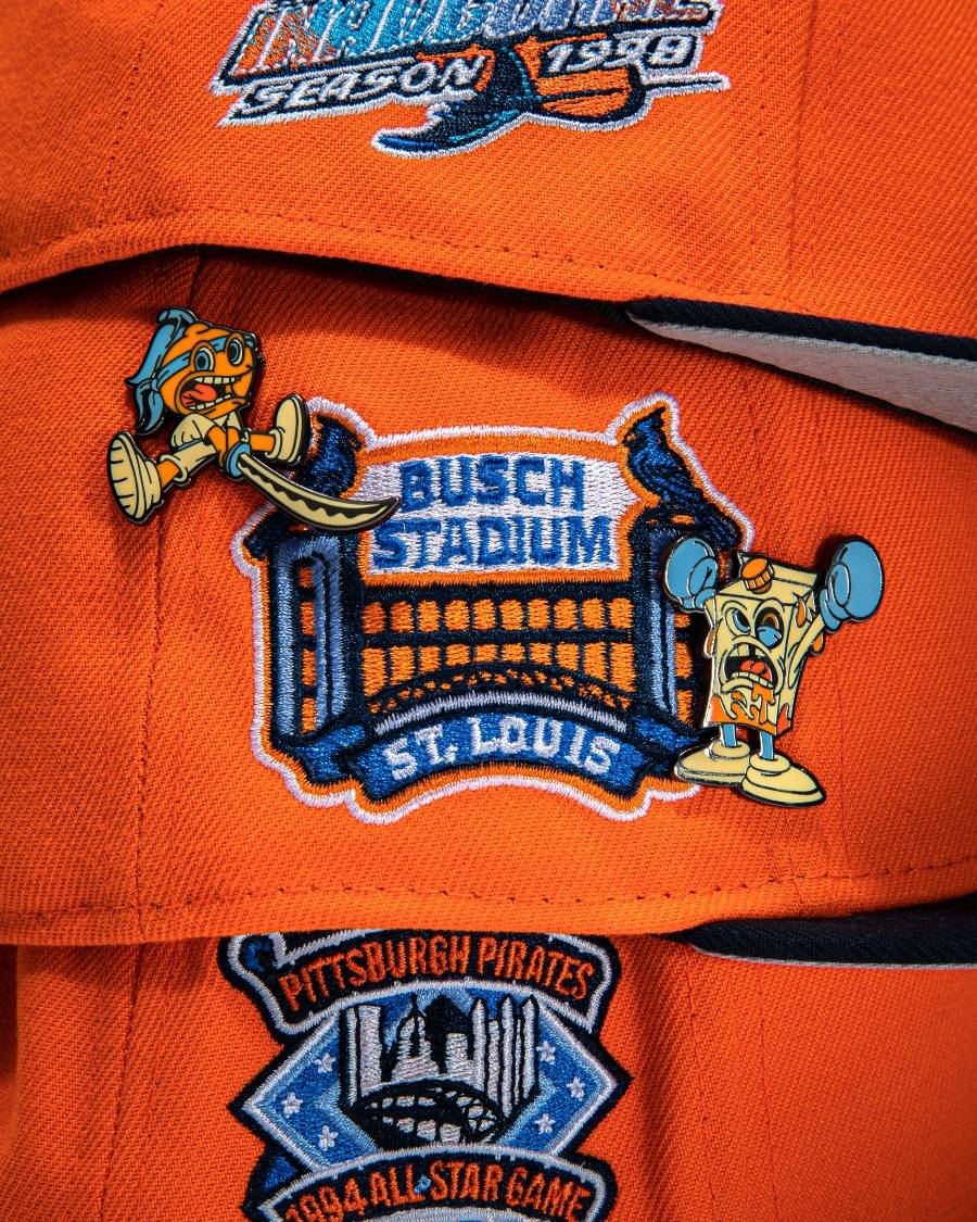 Hat Club Exclusive New Era Orange Crush 7 3/8 Pittsburgh Pirates In Hand w/  Pin