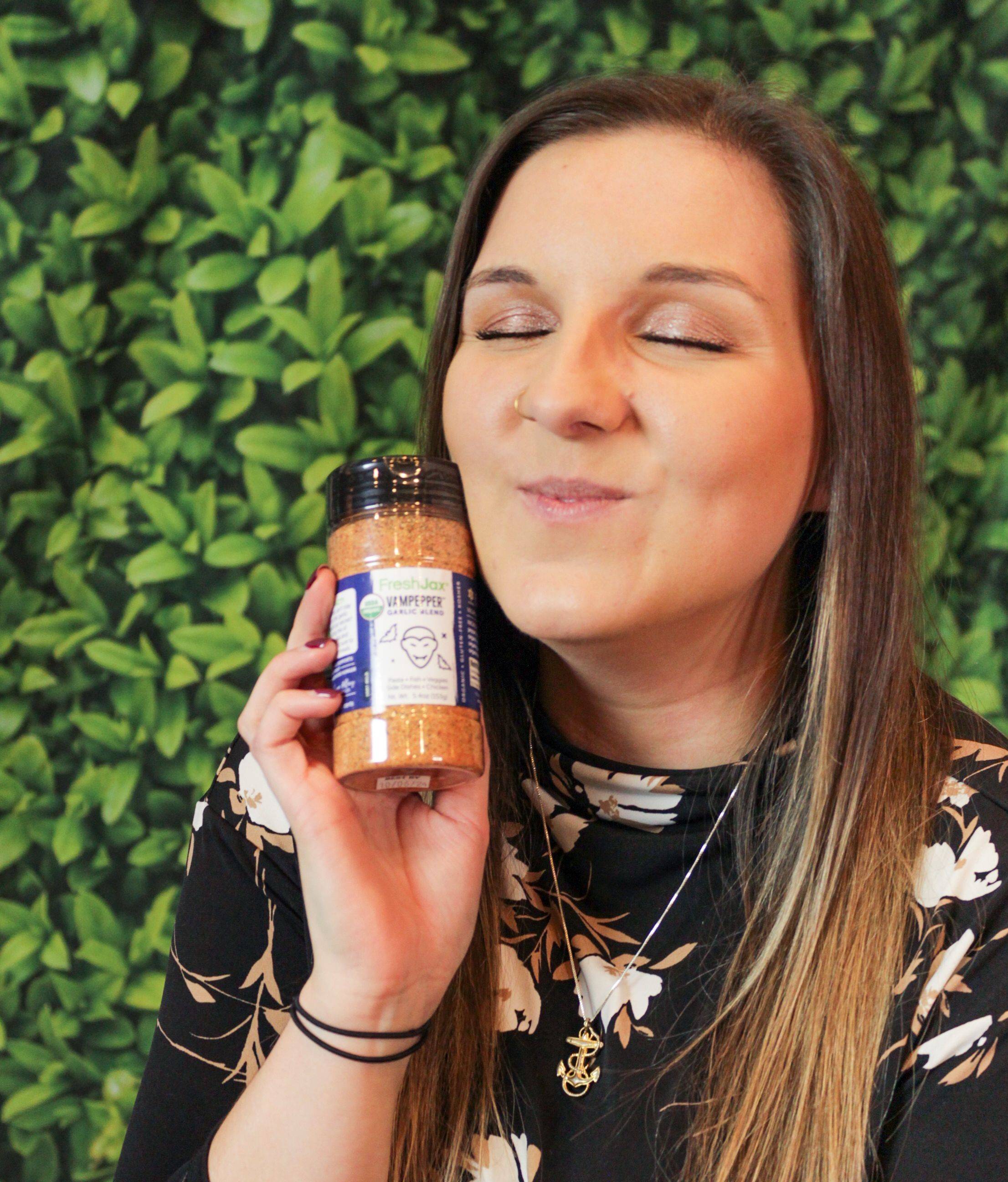 Paige with spice bottle