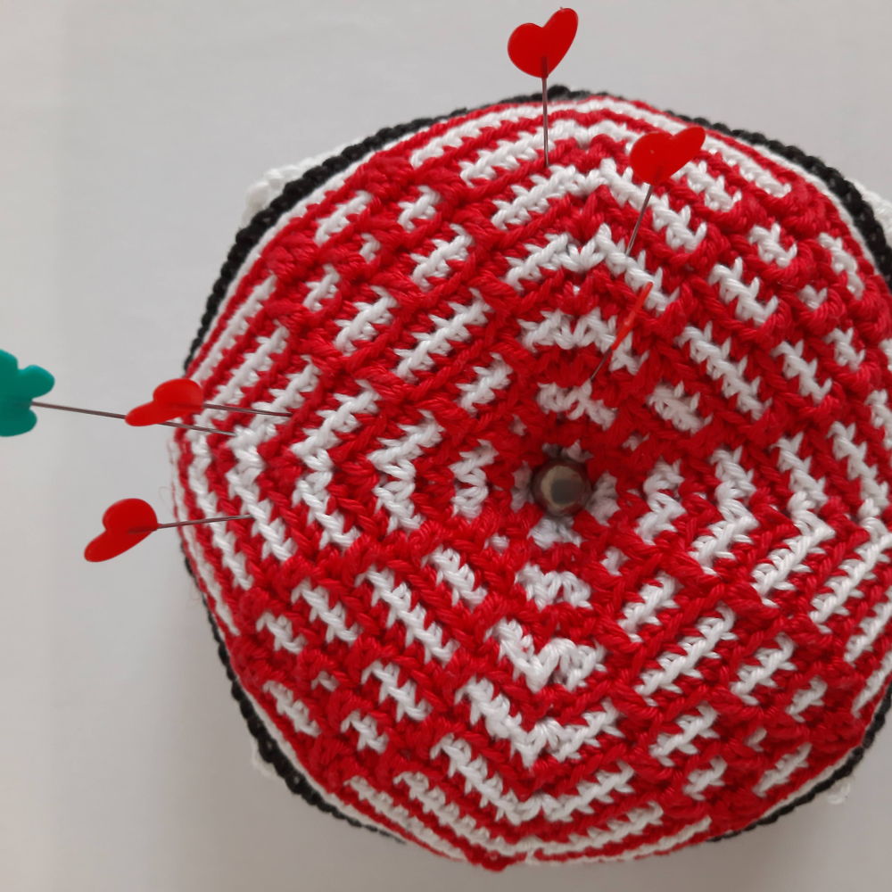 Pincushion with hearts
