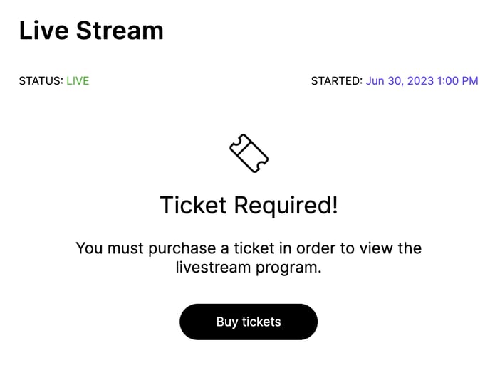 ticket required for livestream