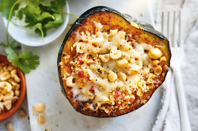 Quinoa and Cheddar Cheese Stuffed Squash