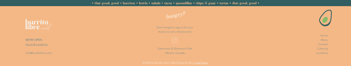 Screenshot of Burrito Libre, from the website footer designs collection.