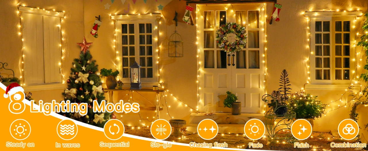 Features of Ollny's 800 leds green cable warm white string lights