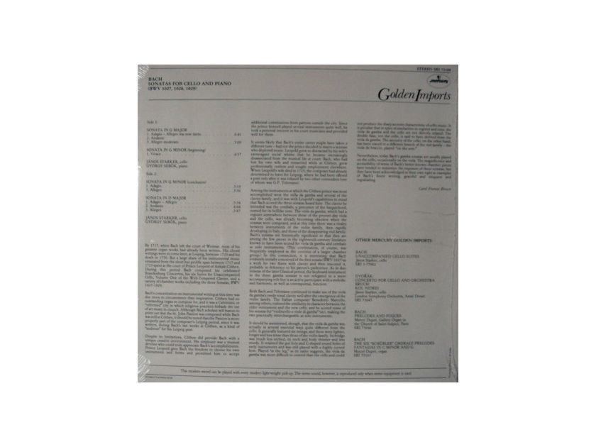 ★Sealed★ Mercury Golden Imports / JANOS STARKER, - Bach Cello Sonatas, Rare!