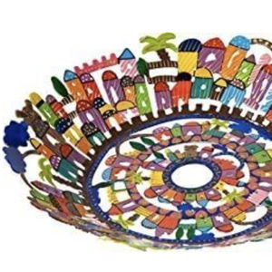 Yair Emanuel Small Bowl Laser Cut Hand Painting Flowers,10x10x2-Inches