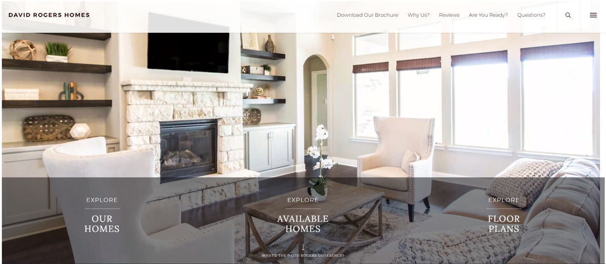 Screenshot of DAVID ROGERS HOMES, from the home builder websites collection.
