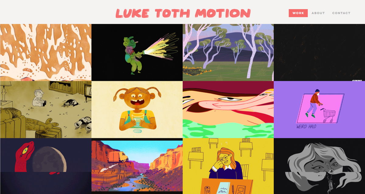 Screenshot of Luke Toth, from the illustrator portfolios collection.