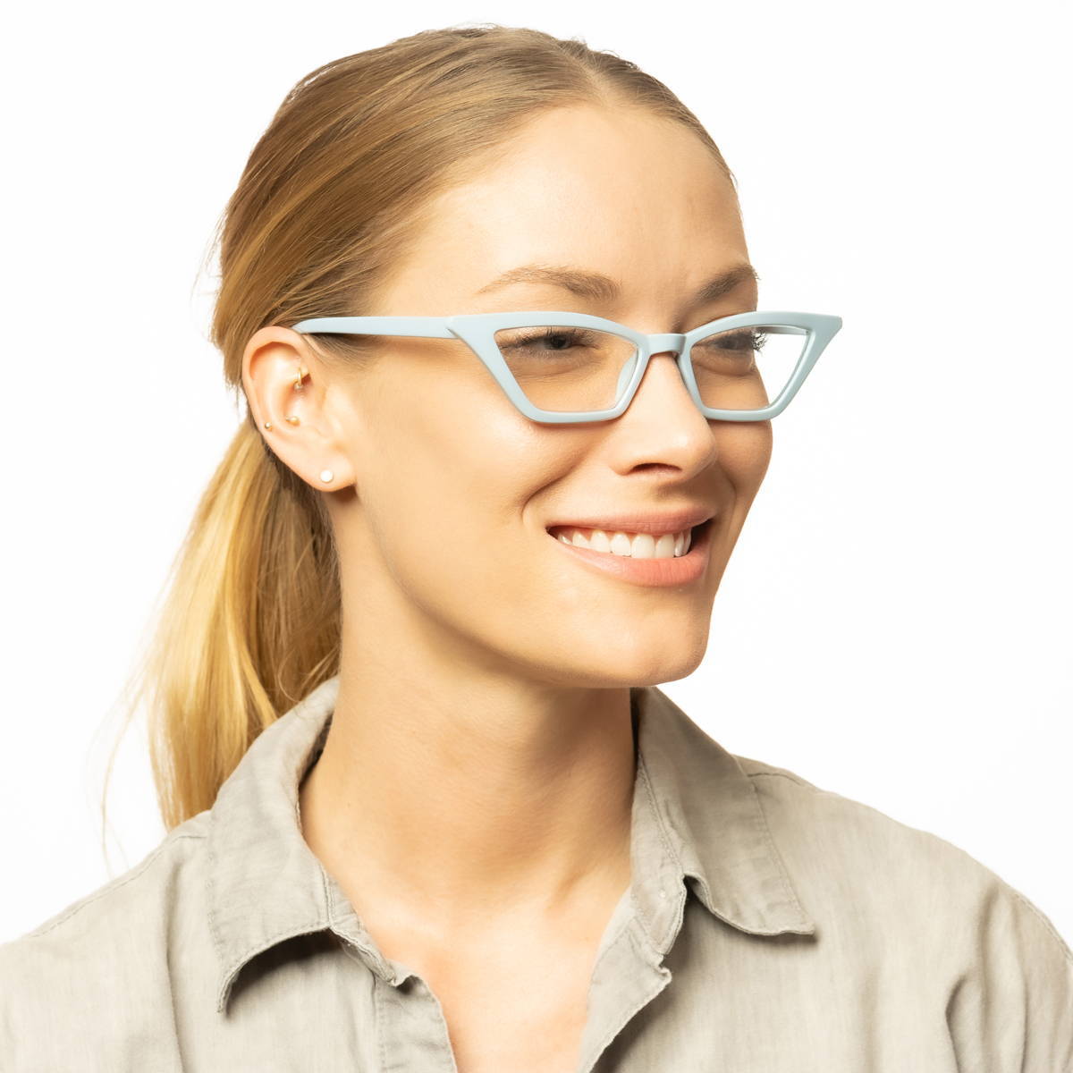 Turquoise Funky Cat Eye Reading Glasses for Women R-703
