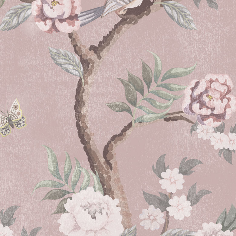 Pink Romantic Chinoiserie Wallpaper pattern