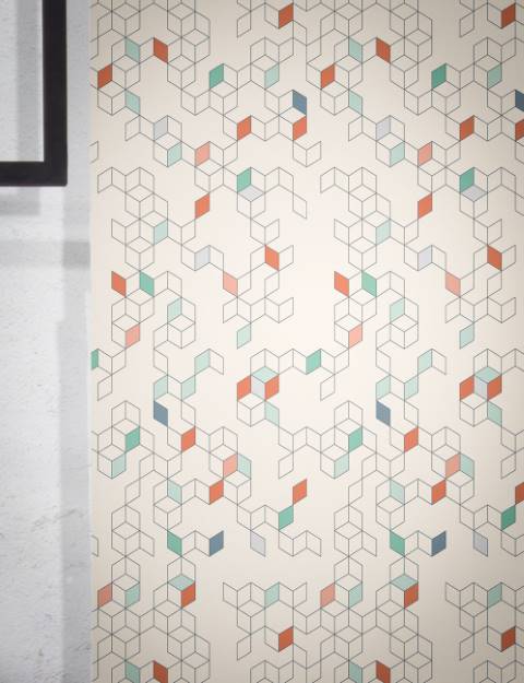 Cream & Red Geometric Minimalist Wallpaper hero image