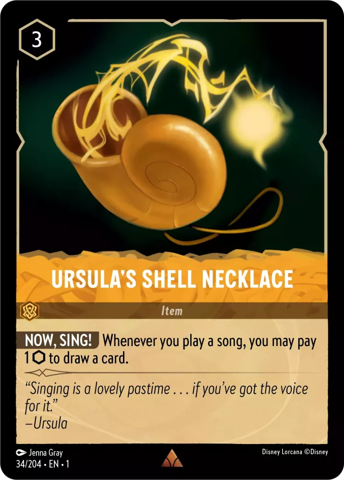 Ursula's Shell Necklace card from Disney's Lorcana: The First Chapter.