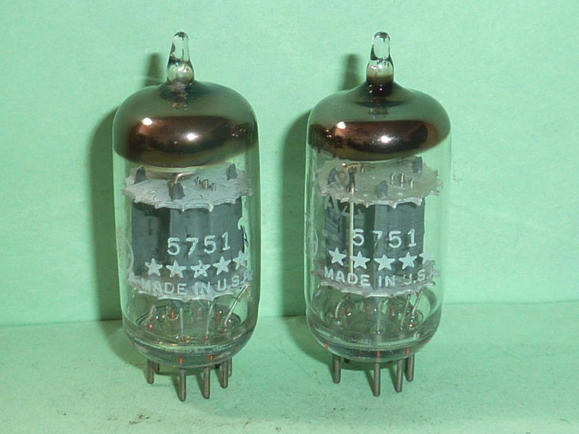 GE 5751 12AX7 ECC83 5 Star Tubes, Matched Pair, Tested