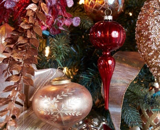 melrose copper glow Christmas ornaments