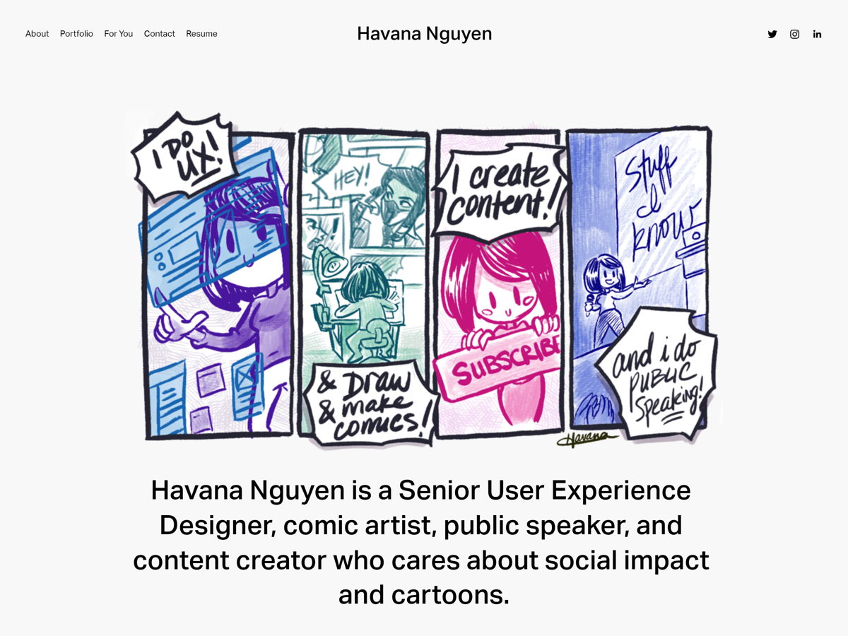 Screenshot of Havana Nguyen, from the art portfolios collection.