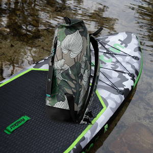 Funwater leaves backpack for use on a paddle board