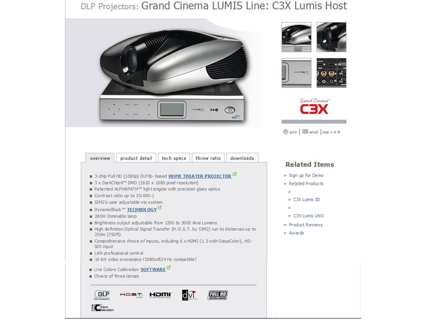 SIM2 Grand Cinema C3X Lumis Host 3-Chip DarkChip 4 DLP Projector